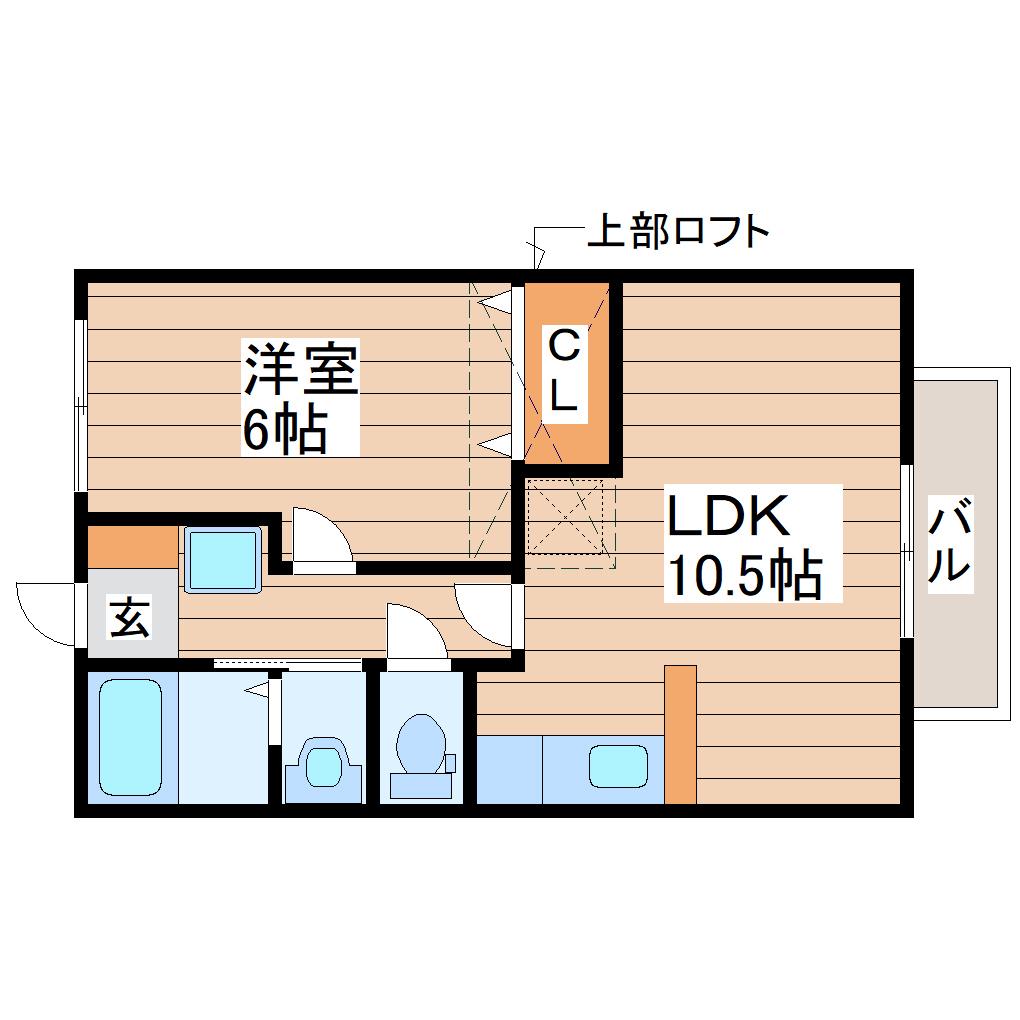 カーサ・ミハス(1LDK/2階)の間取り写真