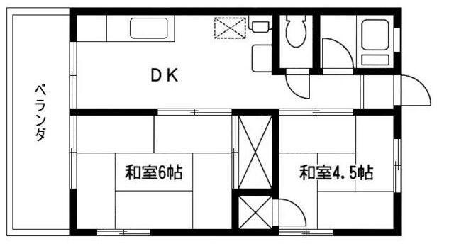中原ハイツ(2DK/2階)の間取り写真