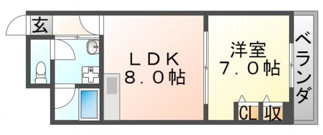 ドエルパークサイド(1LDK/3階)の間取り写真