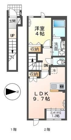 メゾン桜(1LDK/2階)の間取り写真