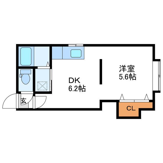 アルファルーセント(1DK/2階)の間取り写真