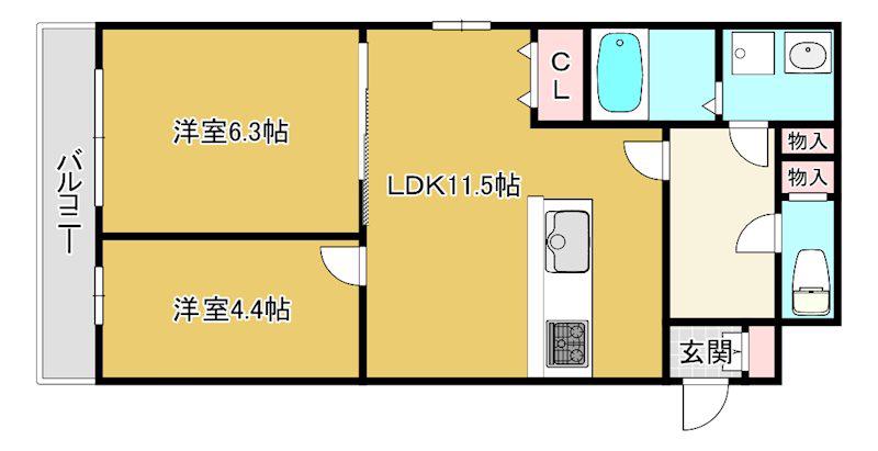 LA・ARGENTO(2LDK/3階)の間取り写真