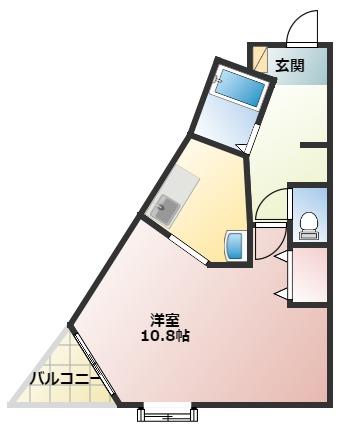 ヴィアーレ銀杏ハウス(1K/1階)の間取り写真