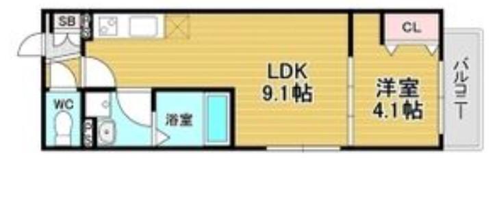 TEKO長瀬(1LDK/1階)の間取り写真