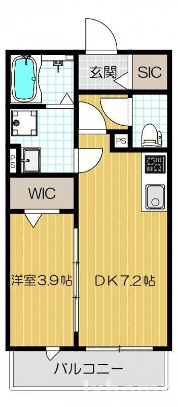 メゾンブラン(1DK/2階)の間取り写真