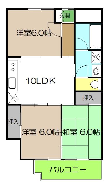 山陽ハイツ(3LDK/3階)の間取り写真