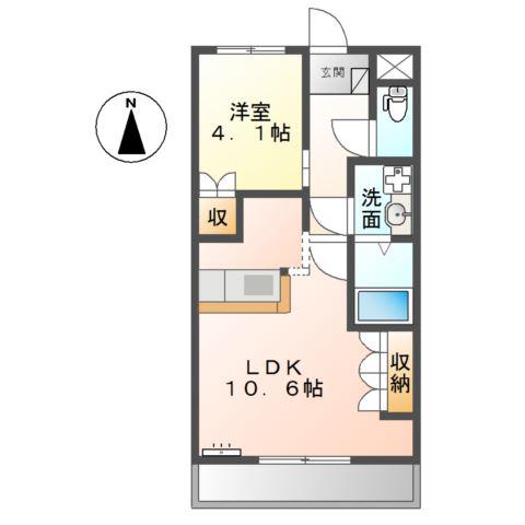 ウエストウィン(1LDK/3階)の間取り写真