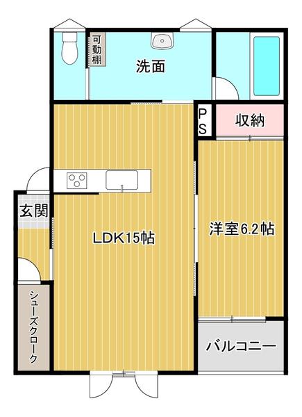 TOWNさくら 220(1LDK/2階)の間取り写真