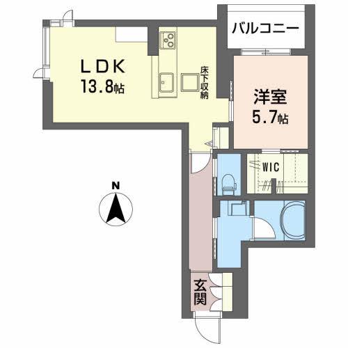 アリスティオ六丁の目(1LDK/1階)の間取り写真