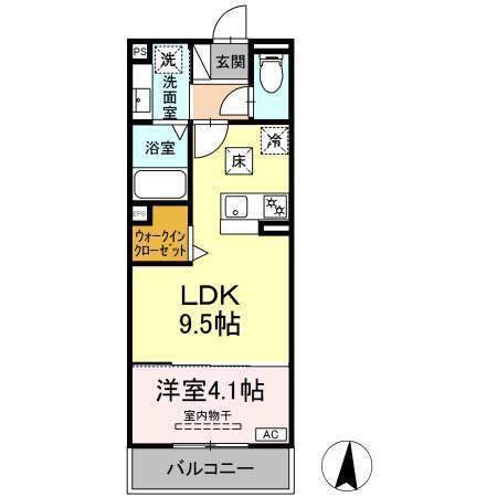 グランツタウン(1LDK/2階)の間取り写真