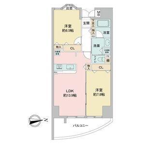 さくら HILLS 富士見(2LDK/13階)の間取り写真