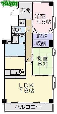 ハイタウンソレイユ(2LDK/5階)の間取り写真