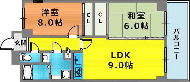 アルカンシェル岡本(2LDK/4階)の間取り写真