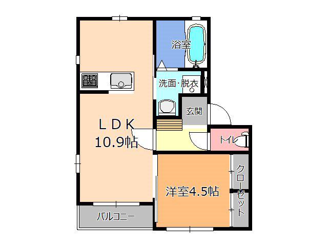 グレンツェンB(1LDK/1階)の間取り写真