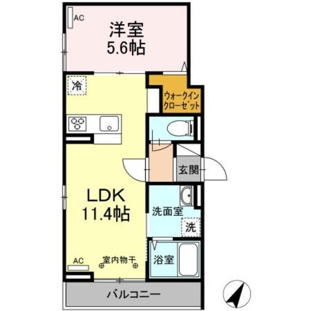 プラティア(1LDK/2階)の間取り写真