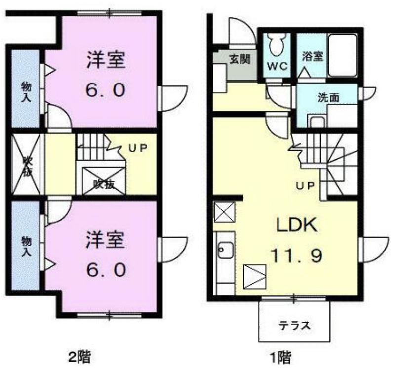 スターヒルズ・アサノA館(2LDK/1階)の間取り写真