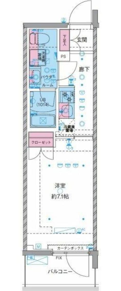 GENOVIA横浜石川町(1K/4階)の間取り写真