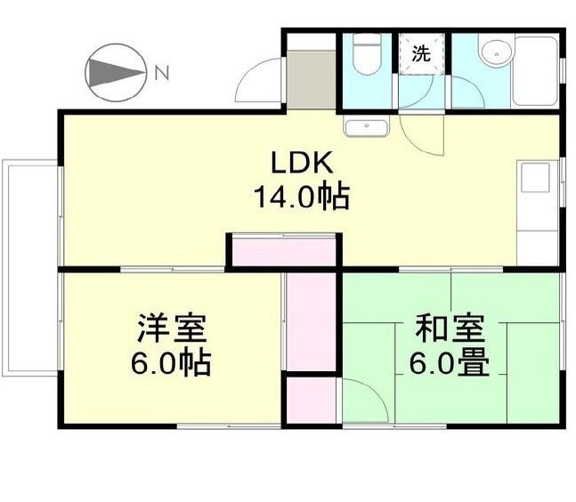 ロイヤルハイネス D(2LDK/1階)の間取り写真