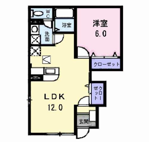 ヴィオラB(1LDK/1階)の間取り写真