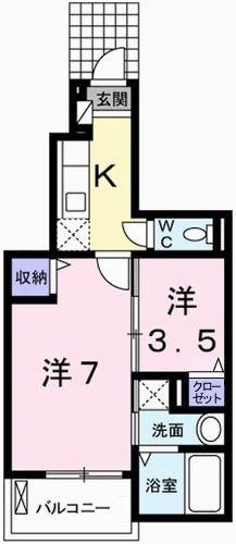 サンリッチA(1SK/1階)の間取り写真