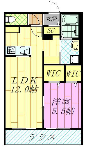 VENT VERT(1LDK/1階)の間取り写真