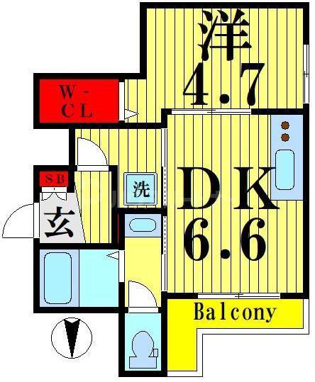 ヴェラハウス向島(1DK/2階)の間取り写真