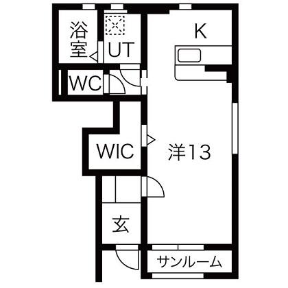 レバンスA棟(1K/1階)の間取り写真