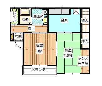 リヴァーハウス(2DK/1階)の間取り写真
