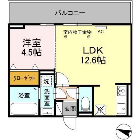 D-ROOM野間大池(1LDK/2階)の間取り写真