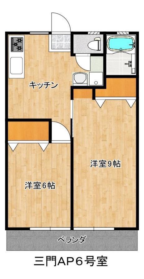 三門アパート(2DK/2階)の間取り写真