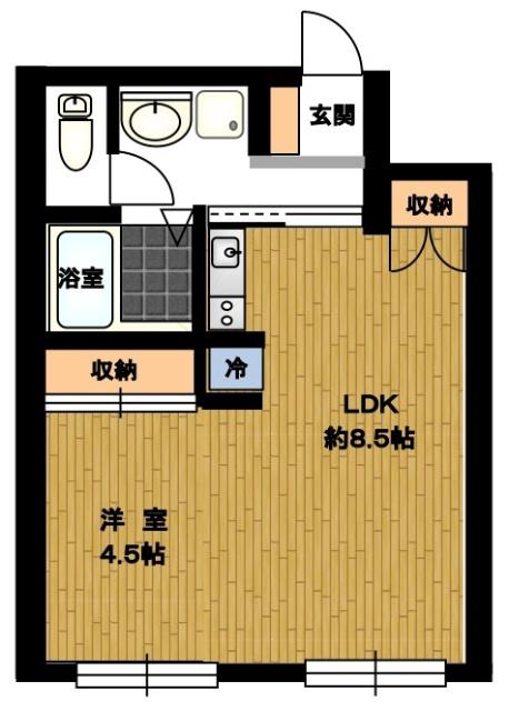 グランコール本山(ワンルーム/3階)の間取り写真