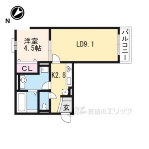グラシア洛水(1LDK/3階)の間取り写真