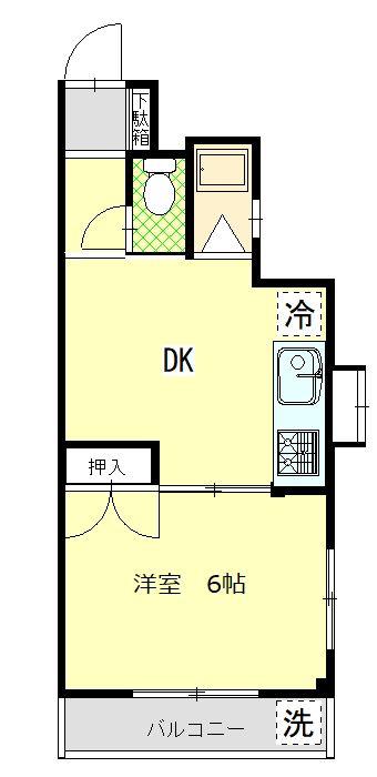 鈴善コーポ(1DK/1階)の間取り写真