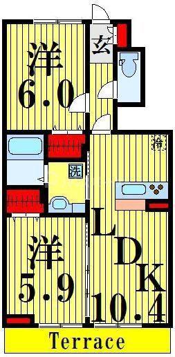 ルシオール イコー(2LDK/1階)の間取り写真