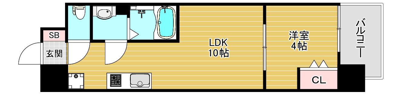 AND TERRACE 文の里(1LDK/2階)の間取り写真