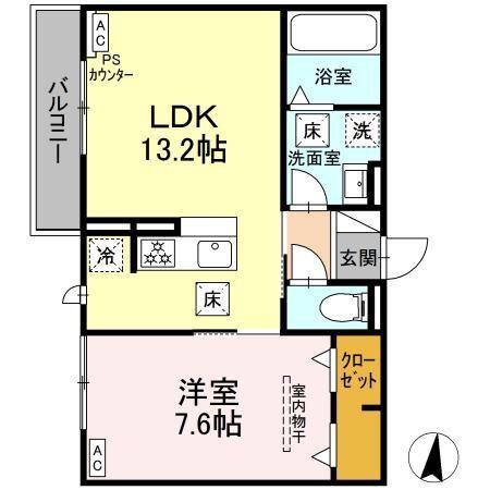 D-HILLS原島町(1LDK/1階)の間取り写真
