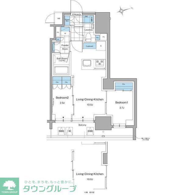 ルフォンプログレ本郷三丁目(2LDK/1階)の間取り写真