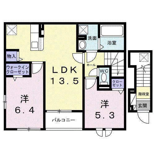 LA CASA MIA DUE(2LDK/2階)の間取り写真