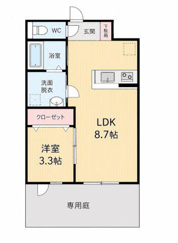 スペリオーレ二日市(1LDK/1階)の間取り写真