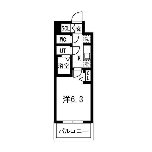 ファステートヒガシオオサカアダマス(1K/6階)の間取り写真