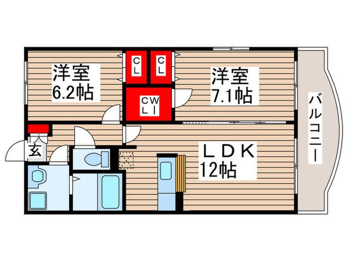 エクセルコート妙典(2LDK/2階)の間取り写真
