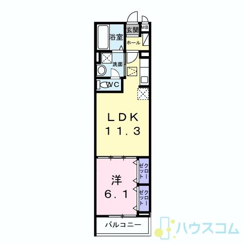 ジーアンビエンス(1LDK/1階)の間取り写真