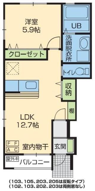 ETERNALUCE I(1LDK/1階)の間取り写真