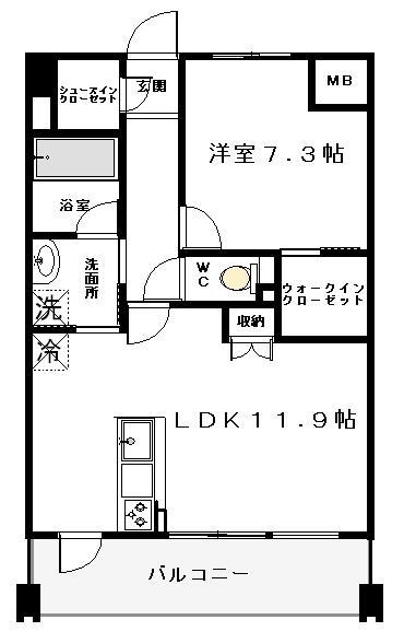ブランベージュ(1LDK/2階)の間取り写真