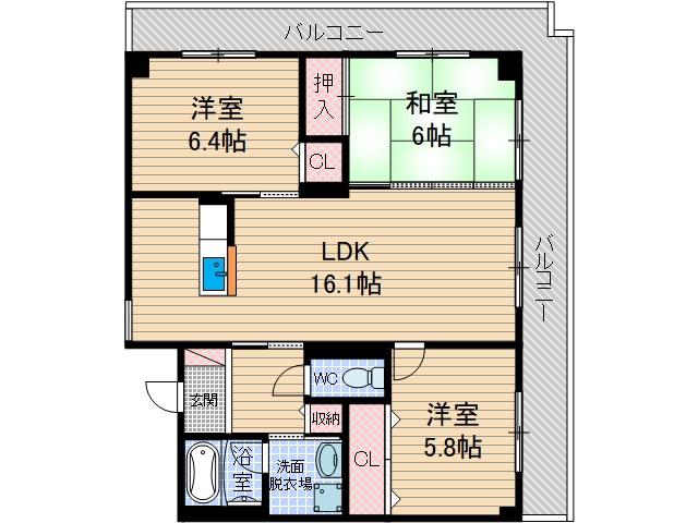 ハレ・ラウレ・ア(3LDK/3階)の間取り写真