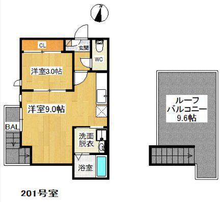 GRANDTIC CHEZ MOI(1LDK/2階)の間取り写真