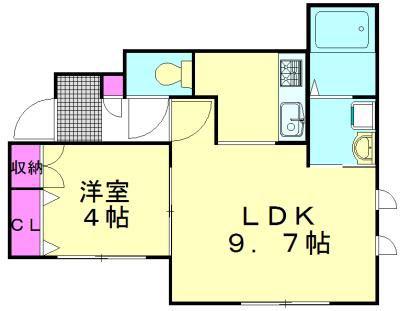 クリスタル(1LDK/1階)の間取り写真
