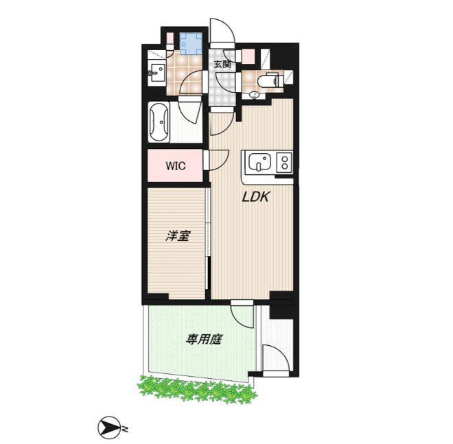 RIDGE新宿西落合(1LDK/1階)の間取り写真