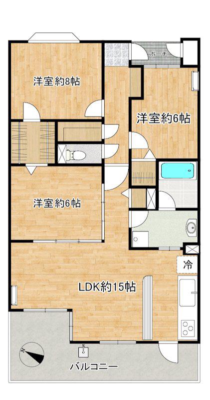 ダイアパレスつくば学園都市(3LDK/10階)の間取り写真