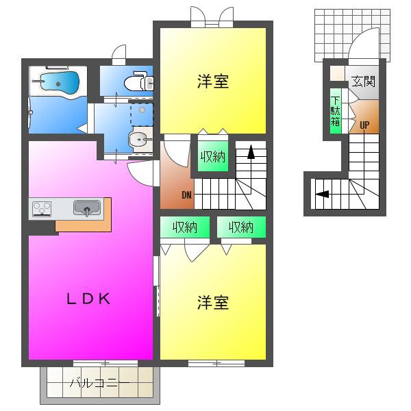シャーメゾン西明石II F棟 (2LDK/2階)の間取り写真